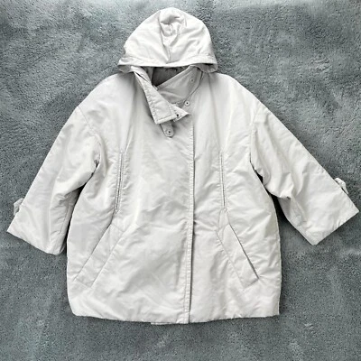 Chaqueta Brunello Cucinelli Mujer Abrigo Blanco Extra Grande Capucha Desmontable Seda Foto 1 de 4