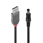 LINDY 70268 1.5m USB to 2.1mm Inner / 5.5mm Outer DC Cable,Black USB A to DC 5,5