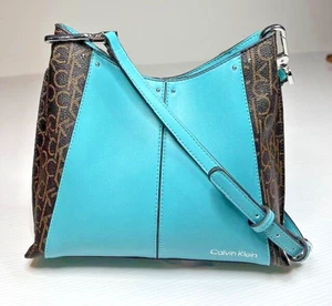 CALVIN KLEIN Turquoise Logo Crossbody Bag / Purse - Picture 1 of 5