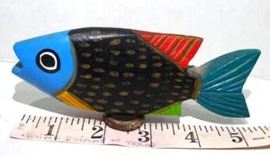 Mexikanischer Boho Holz Volkskunst geschnitzter Fisch klein Vintage - Bild 1 von 6