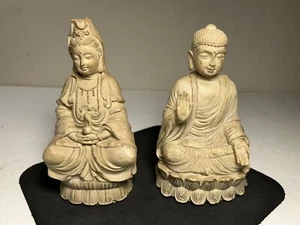 Vintage Kwan Yin & Buddha Statues 6” - Picture 1 of 14