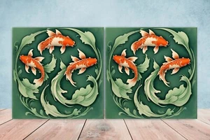 Azulejos de pared de cerámica para peces Koi cocina ducha salpicadero azulejos japoneses Japón - Imagen 1 de 3
