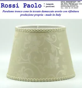 Paralume classico in tessuto damascato avorio con rifinitura - made in Italy - Imagen 1 de 12