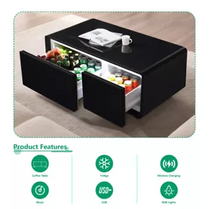 Modern Smart Coffee Table Built-in Fridge Bluetooth Speaker Touch Control Panel - Picture 1 of 15