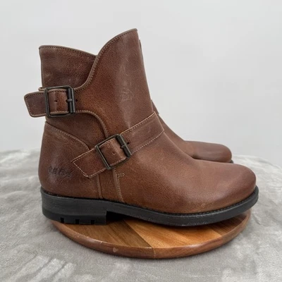 Taos Outlaw Boots Womens Size 9.5 Brown Leather Moto Ankle Buckle Zip Lug Sole - Image 1 of 4