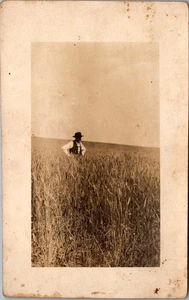 Farmer in Field c1915 RPPC South Dakota? Postcard - Picture 1 of 2