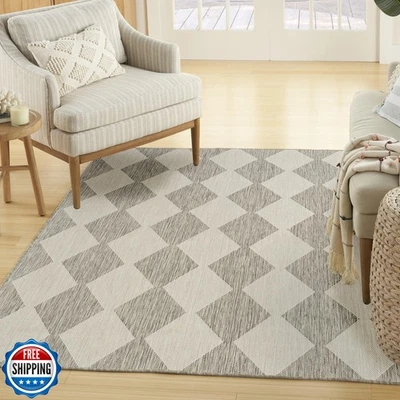 Tapete de área interna/externa Nourison Home Positano cinza claro 4' x 6' - Imagem 1 de 4