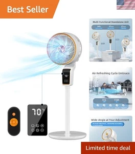 Standing Fan with Remote Oscillating 12H Timer Quiet 3 Speeds for Home Bedroom - Picture 1 of 9