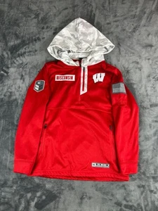Wisconsin Badgers Teens Hoodie Medium Colosseum OHT Camo Hood NCAA Pullover Red - Picture 1 of 7