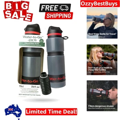 water purifier filter bottle 26oz/75cl - perfect for hiking camping travel an... - image 1 of 4