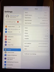 Apple iPad 6th Gen A1893 Wi-Fi ONLY Black 32GB iOS 18.5 - Picture 1 of 3