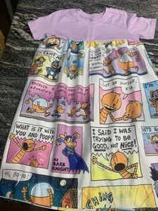 Girl’s Dog Man Dress Multicolor Comic Strip Size 5T Handmade New Cats Dog Anime - Picture 1 of 19