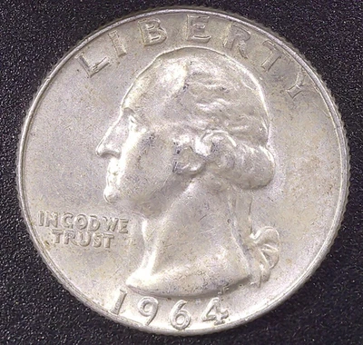 1964-D Washington Quarter 90% SILVER Circulated Denver Mint - Image 1 of 2