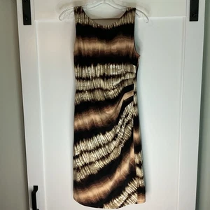 Vestido Vaina Anne Klein Mujer Talla 8 Beige Negro Estampado Sin Mangas Oficina Fiesta - Imagen 1 de 9