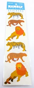 NEW Vintage Hambly Studios “Lions & Leopards Animals” Mylar 6 Stickers 1 Sheet - Picture 1 of 2