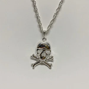 Silver Skull Crossbones Necklace, Bling Chain ,Fancy Dress - Picture 1 of 1