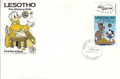 Lesotho 1985 Disney FDC  -( printed Border) The Wishing Table - DI 5372 - Image 1 of 2