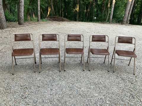 Vintage Cosco Mid Century Brown Set of 5 Folding Chairs Great  Condition NOS MCM Cover