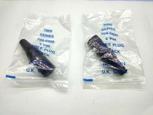 QUANTITY OF 2 DELTRON BLACK 4 PIN MALE XLR PLUGS 709-0400 (7000 SERIES) - Picture 1 of 5