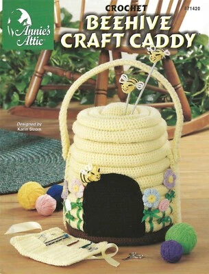Beehive Craft Caddy Crochet Stitching Organizer Bees Flowers Storage Pokes OOP - Image 1 of 2