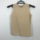 VIntage 80s Tank Top Coque Taille 6 Rayonne beige sans manches solide femme