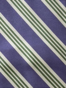 Seidenkrawatte KRAGEN GRÜN lavendelgrün weiß gestreift USA 573/4 x 3 1/8 - Bild 1 von 5