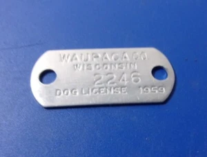 Vintage Dog License Tax Tag Waupaca County 1959 Wi - Picture 1 of 2