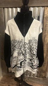 Vintage Country Woods Cozy Fleece Jacket Women Medium Tree Branch Cabincore Soft - Picture 1 of 14