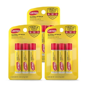 Classic Medicated Lip Balm Sticks, Lip Moisturizer for Chapped Lips, 9 Count (3 - Picture 1 of 12