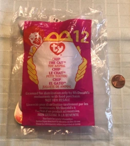 VINTAGE SEALED McDonalds TOY 1993 Tag Ty Teenie Beanie Baby Chip The Cat 1999#12 - Picture 1 of 2