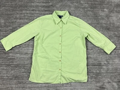 Top Mountain Lake para mujer pequeño verde manga 3/4 algodón con botones Foto 1 de 4