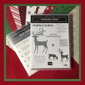 Stampin Up! DASHING DEER Stamps, DETAILED DEER Dies & PEACEFUL PRINTS DSP #280 - Picture 1 of 18