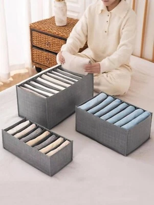 3X Wardrobe Clothes Organizer, 7/9 Grids Portable Organizer Separate Storage Box - Image 1 of 4