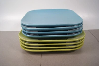 Platos cuadrados de caja y barril 4x Chartreuse/cargador verde y cena azul/aqua Foto 1 de 4