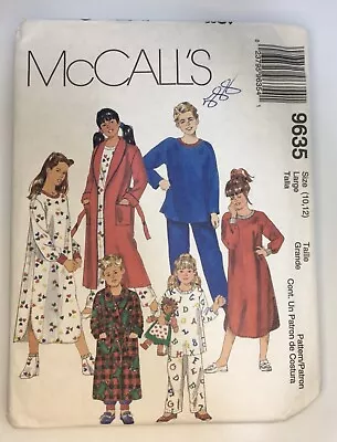 Robe PJs Nightshirt Booties Unisex Child Size L 10-12 M9635 Cut  Sewing Patten - Image 1 of 2