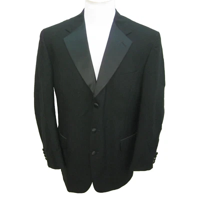 STAFFORD Men's (Size 42R) Solid Black 3 Button 100% Wool Tuxedo Suit Jacket - Image 1 of 4