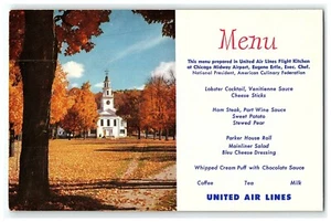 1950s Menu United Postcard Airlines Advertising Chef Eugene Ertle Chicago IL pc8 - Picture 1 of 2