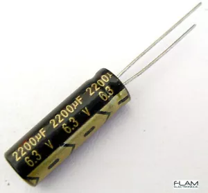 Condensateur 6.3V 2200uF électrolytique Radial Aluminium Capacitor 24x8mm - Foto 1 di 2