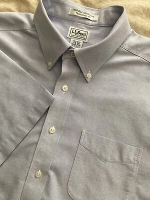 LL Bean Wrinkle Resistant Traditional Fit SS Button Work Shirt Gray-Blue Men XL - Image 1 of 4
