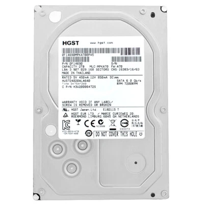 Hard Drive Hitachi 2TB HUS724020ALA640 64MB Cache 7200RPM SATA III 3.5" Inch - Image 1 of 4
