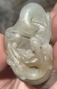 Vintage Chinesischer Jade Phönix Vogel Netsuke Knebel China 20. Jh. Kunst Stein Vogel - Bild 1 von 14
