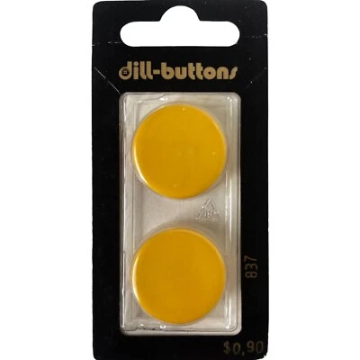 Buttons Yellow Round Bright Shank 2-Pack 2-7/8" 23MM Vintage Dill No.837 Germany - Image 1 of 4