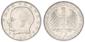 2 DM J.392 Kursmünze Max Planck 1959 D besseres Jahr ss-vz / fast vz 91635 - Bild 1 von 1