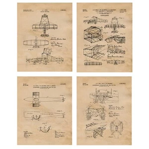 Alexander Bell Flying Machine Patent Prints, 4 (8x10) Art Decor Home Work Office - Picture 1 of 10
