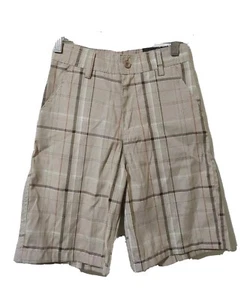 Swiss Cross Short Pants Boys 7 Tan Plaid Casual  Zipup Pockets NWT - Picture 1 of 5