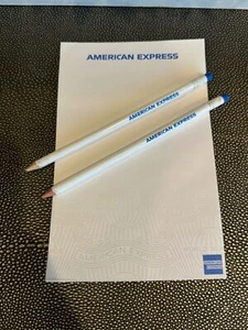 American Express 2 Regular Pencils + 15 Pieces of Notepad Note Paper - Picture 1 of 3