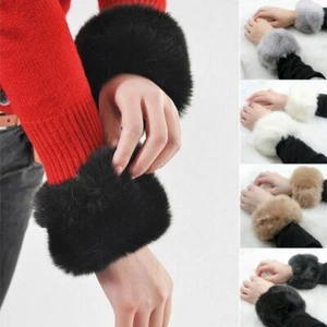 Wrist Fuzzy Warm Cover Warmer Faux Fur Wristband 1 Pair Oversleeve Cuff Boot - Picture 1 of 14