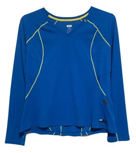 Fila Blue with Yellow Overlock Stitching Long Sleeve Active T-Shirt, size XL - Picture 1 of 3