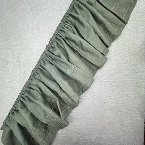 JC Penney Valances Rod Pocket Sage Green Gold Embroidered 14.5 x 79 Lot of 2 EUC - Picture 1 of 12