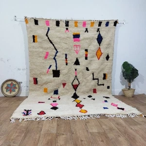 Marokkanischer Azilal Handgeknüpfter Berberteppich 6'3x9'8 Tribal Sortiert Mehrfarbig Wollteppich - Bild 1 von 10